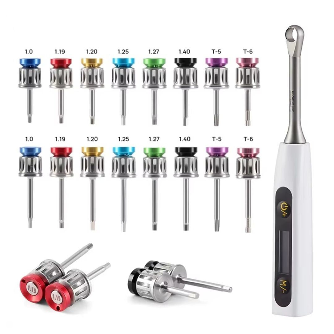 Kit de Torque Eléctrico Dental Universal (16 puntas + e detalle profesional