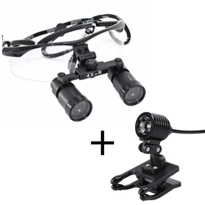 Lupa Macro Vision con Lámpara Frontal y Lentes de 4x — vista frontal profesional